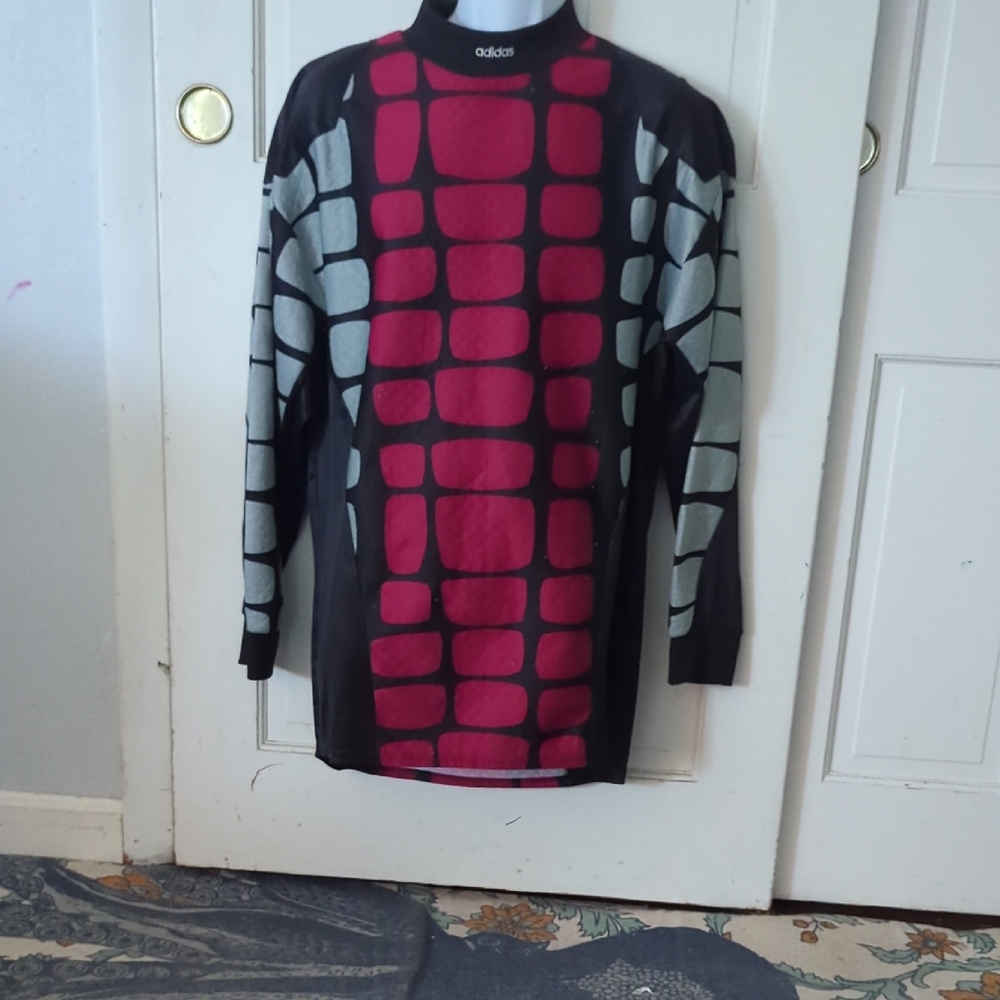 Adidas Black and Pink Geometric Long Sleeve